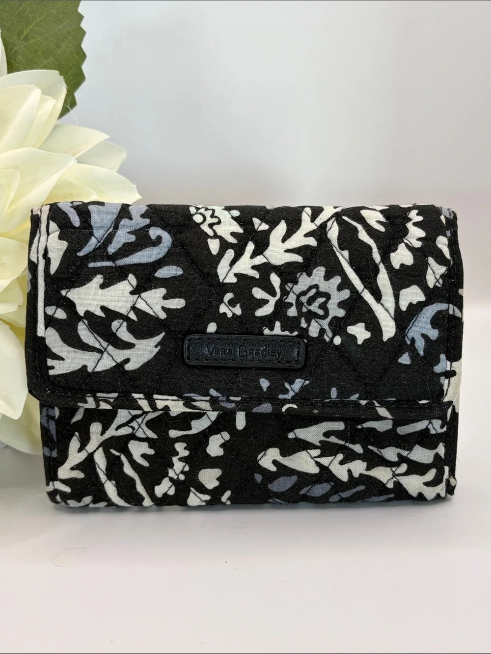 Vera Bradley Euro Quilted Wallet ~ Paisley Noir